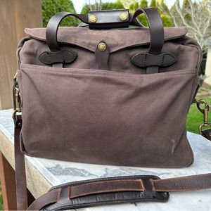 Used Filson 257 Twill & Leather Messenger Computer Briefcase Bag 💼